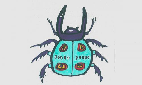 小学生小朋友美术画详细步骤大全 一步一步儿童画甲壳虫的画法
