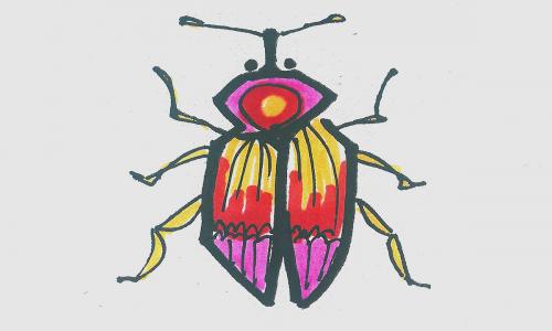 9～12岁少儿美术过程 创意彩色简笔画甲虫的画法