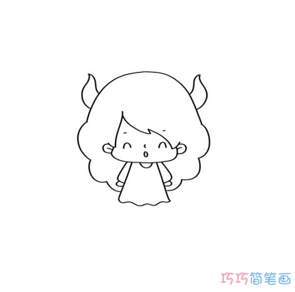 小女孩的画法步骤填色 小女孩简笔画可爱图片