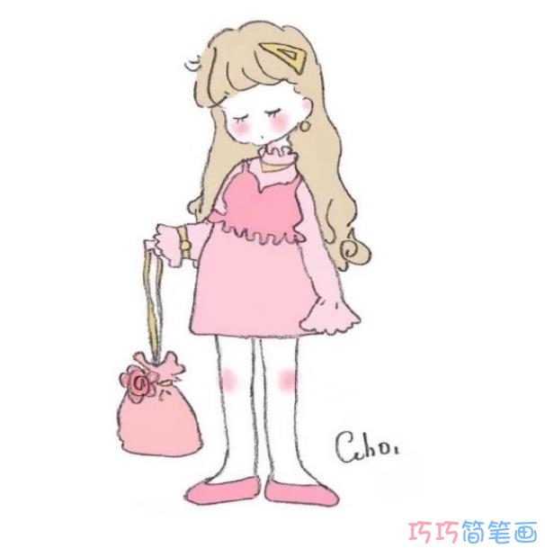 少女的画法步骤填色 少女简笔画图片