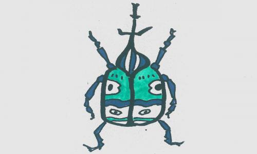 11～13岁优秀美术图解教程一等奖 简单又好看简笔画甲壳虫的画法